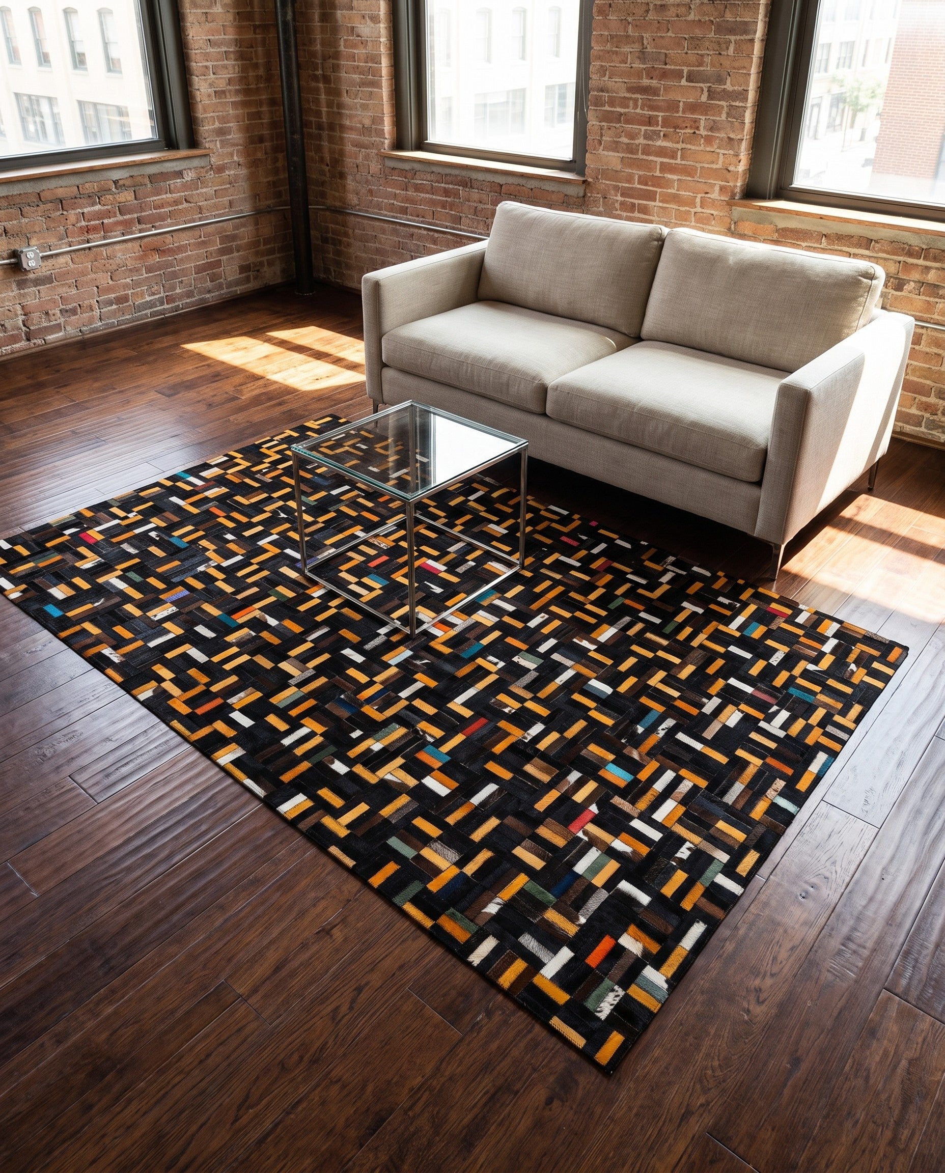 5' 1 x 8' 2 Cowhide - Patchwork Rug