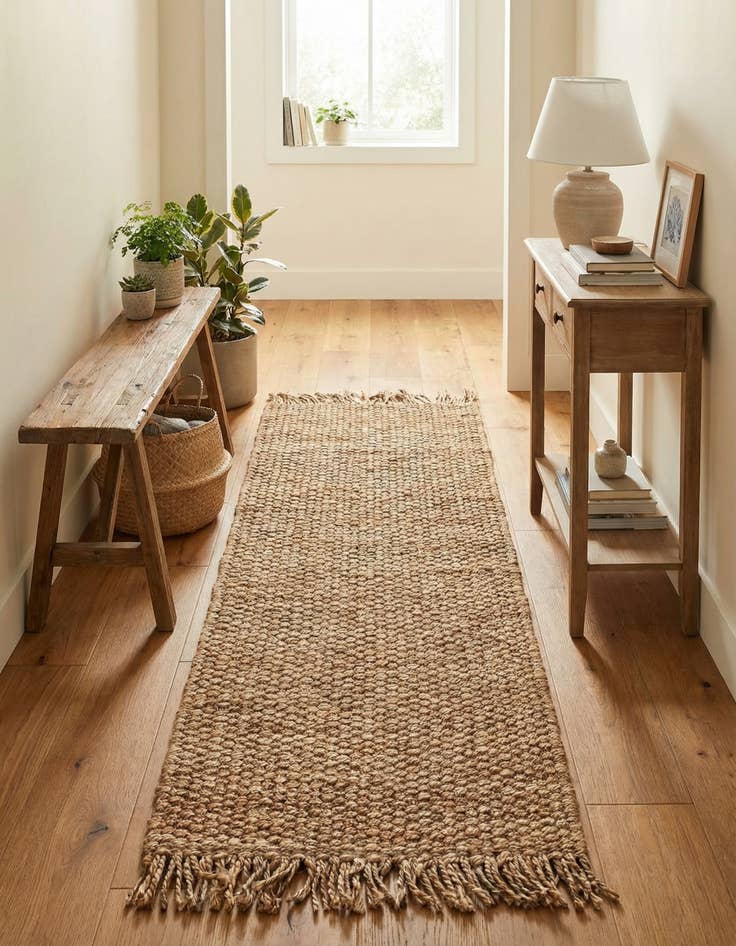 Detail image of  2' x 5' 1  Hand Woven Chunky Jute Runner Rug