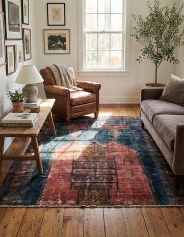 5' 3 x 5' 10 Hand Knotted Ultra Vintage Persian Wool Square Rug