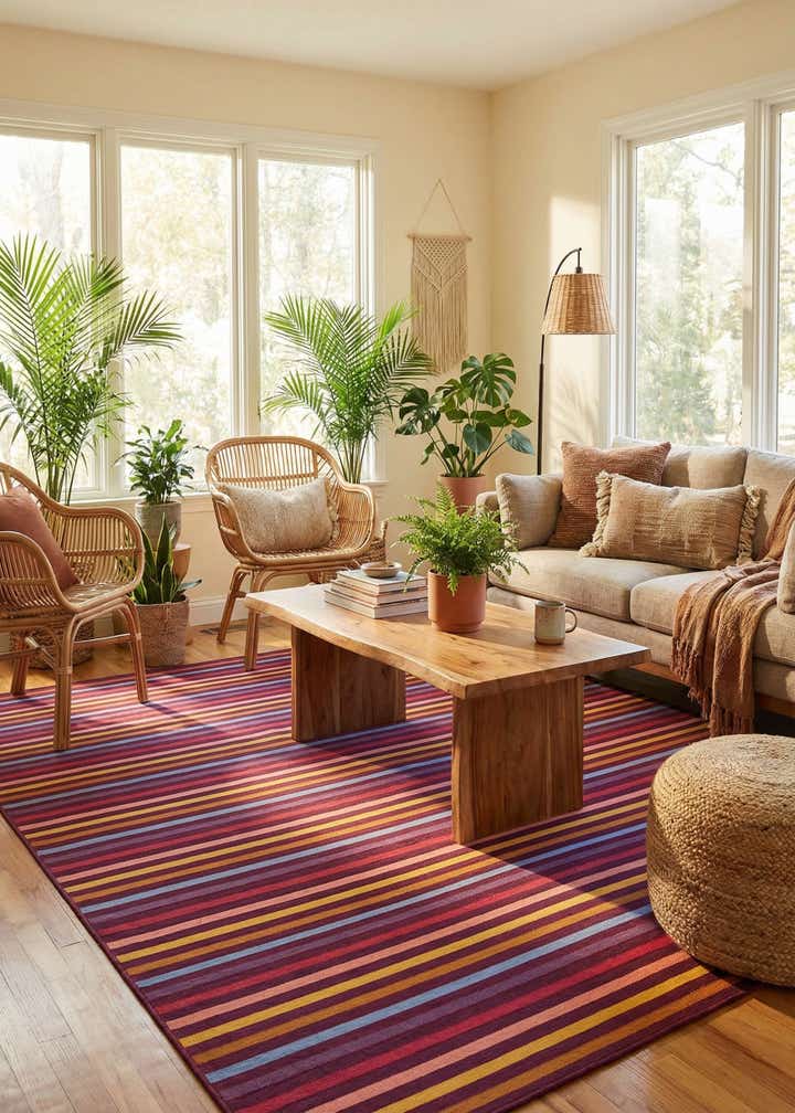 10' x 13' Easy-Clean Striped Indoor / Outdoor Rug
