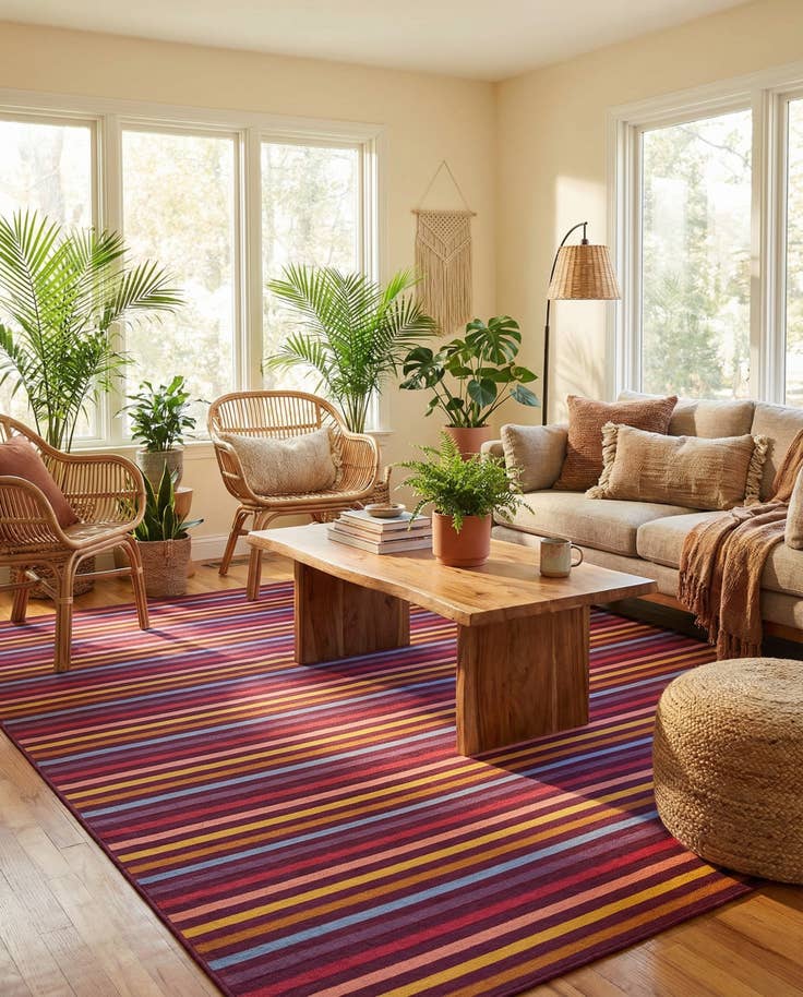 Detail image of 10' x 13' Easy-Clean Striped Indoor / Outdoor Rug