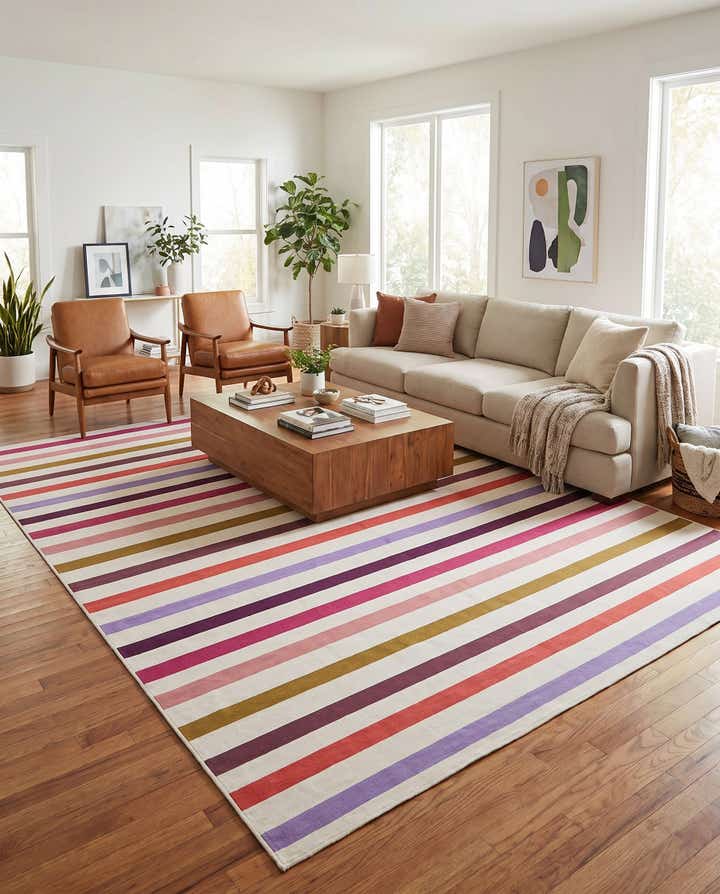 9' x 12' Easy-Clean Striped Indoor / Outdoor Rug