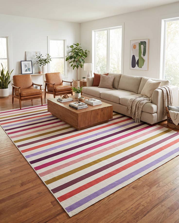 Detail image of 9' x 12' Easy-Clean Striped Indoor / Outdoor Rug