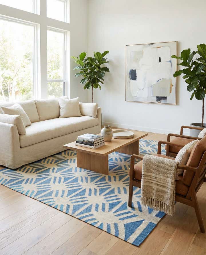 7' 3 x 9' 5 Hand Woven Kilim Modern Wool Rug