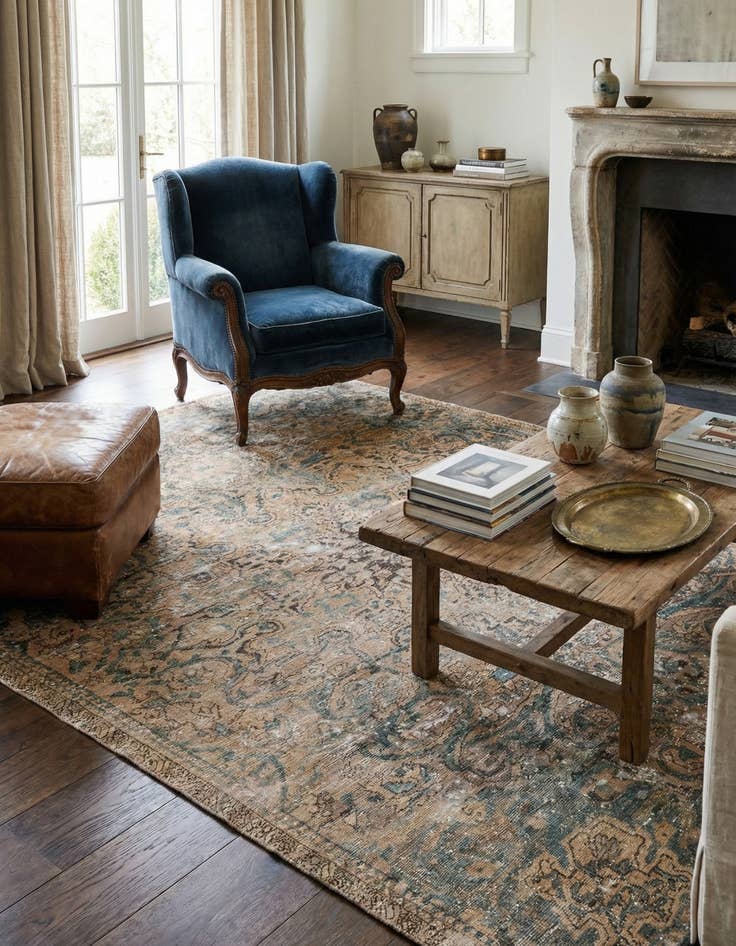 Detail image of  5' 3 x 8' 10  Hand Knotted Ultra Vintage Persian Wool Rug