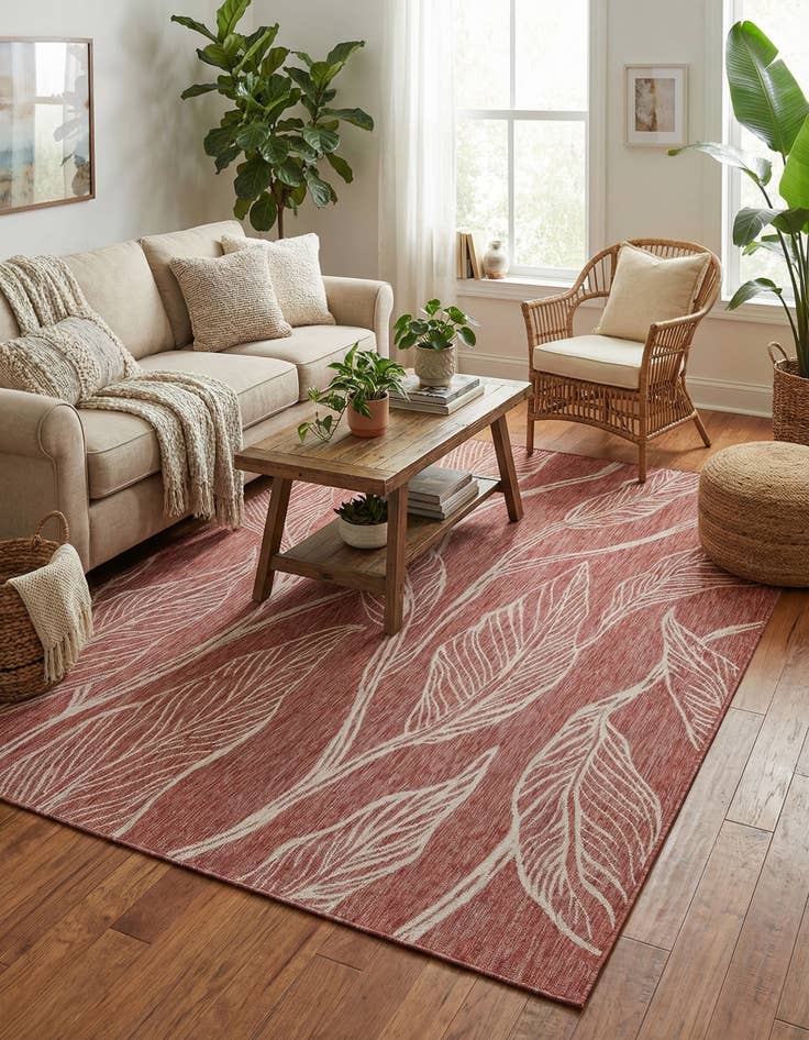 Detail image of 7' 10 x 11'  Washable Botanical Indoor / Outdoor Rug