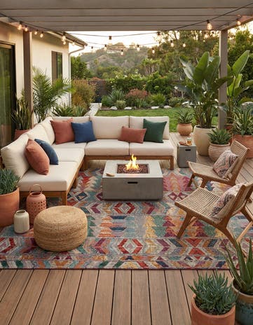 12' x 12' Easy-Clean Modern Indoor / Outdoor Square Rug