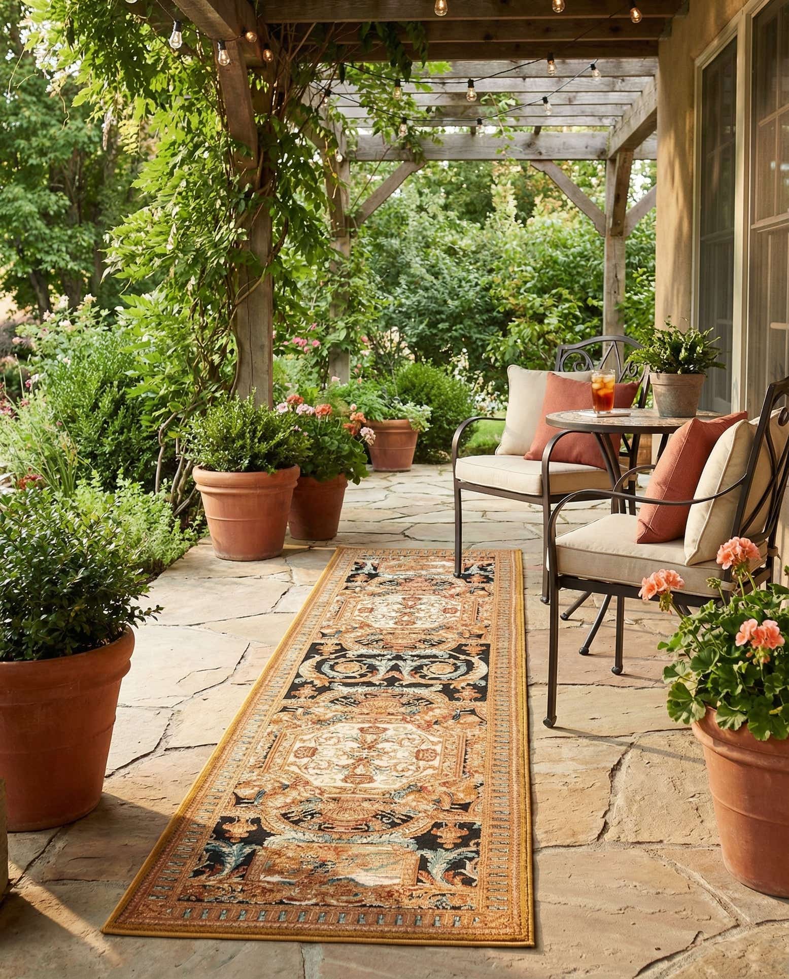 2' 7 x 10' Easy-Clean Traditional Indoor / Outdoor Runner Rug