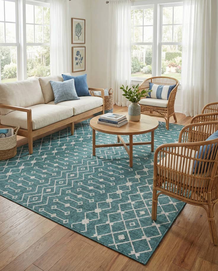 Detail image of 7' 10 x 10' Easy-Clean Lattice Indoor / Outdoor Rug