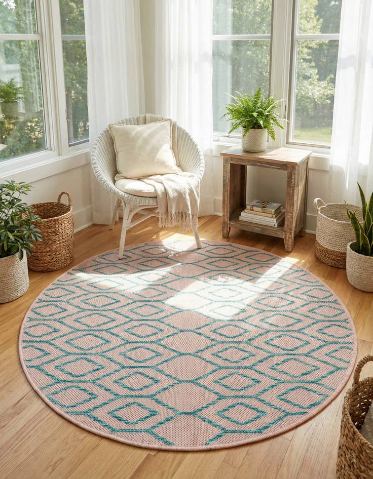 Detail image of  3' x 3'  Washable Jill Zarin Turks and Caicos Indoor / Outdoor Round Rug