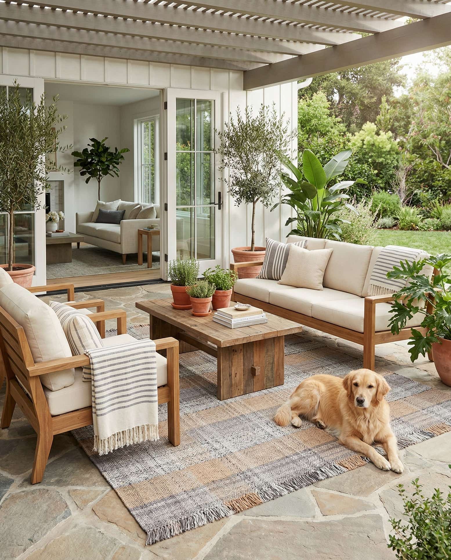 7' 10 x 7' 10 Easy-Clean Eco Plaid Washable Indoor / Outdoor Square Rug