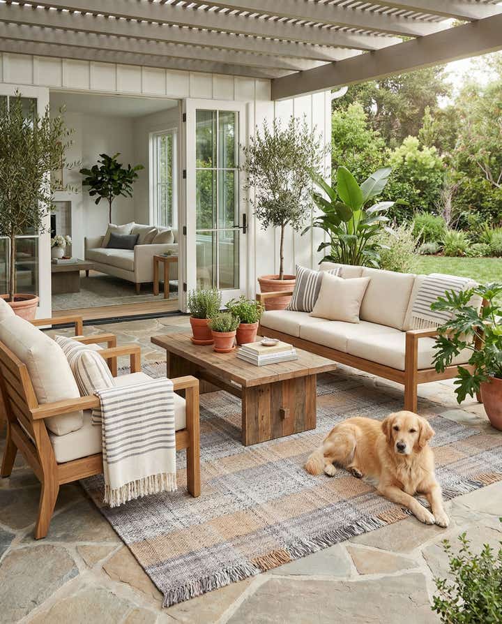 7' 10 x 7' 10 Easy-Clean Eco Plaid Washable Indoor / Outdoor Square Rug