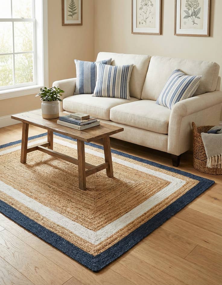 Detail image of 5' 1 x 8'  Hand Braided Jute Rug