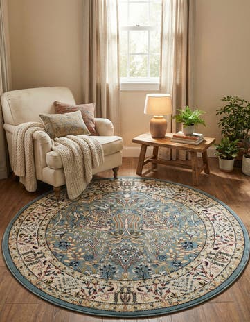 Blue Nain Design Round Rug