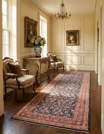5' 2 x 10' 7 Hand Knotted Farahan Persian Wool Runner Rug