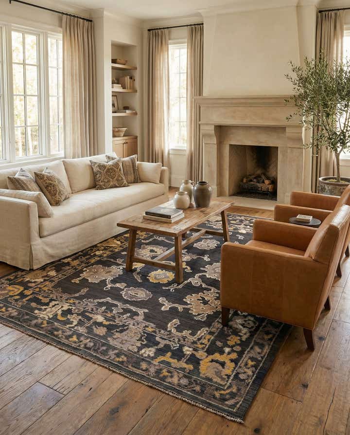 9' x 12' 7 Hand Knotted Oushak Wool Rug