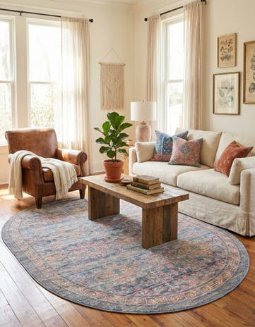 7' 10 x 10' Washable Nostalgia Oval Rug