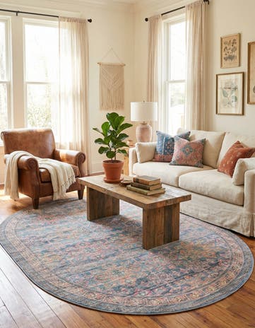 7' 10 x 10' Washable Nostalgia Oval Rug