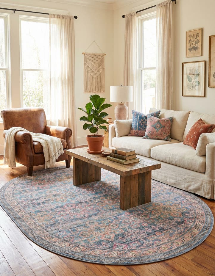 7' 10 x 10' Washable Nostalgia Oval Rug