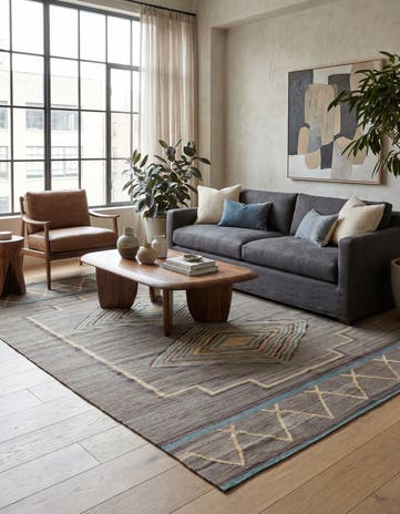 5' 6 x 7' 6 Hand Woven Kilim Modern Wool Rug