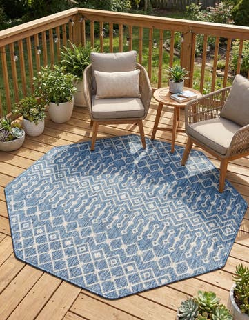 5' 3 x 5' 3 Easy-Clean Lattice Indoor / Outdoor Octagon Rug