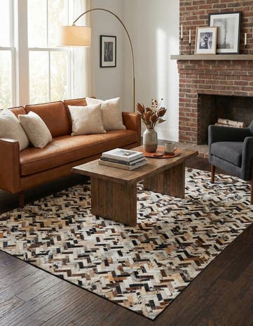 5' x 7' 10 Cowhide Leather Rug