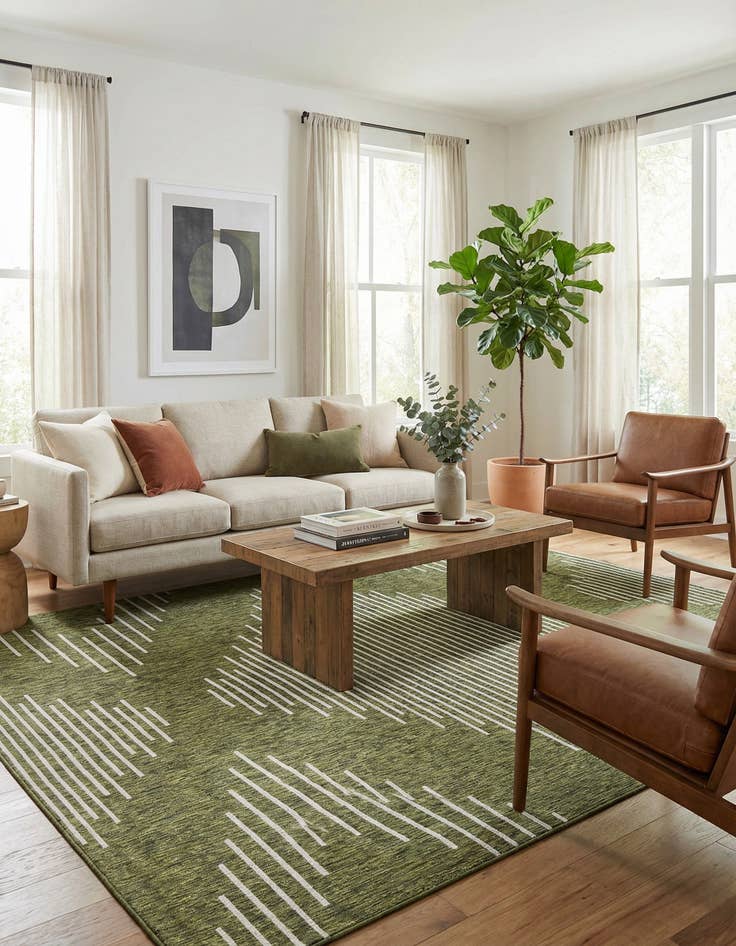 Detail image of 9' x 12'  Washable Modern Indoor / Outdoor Rug