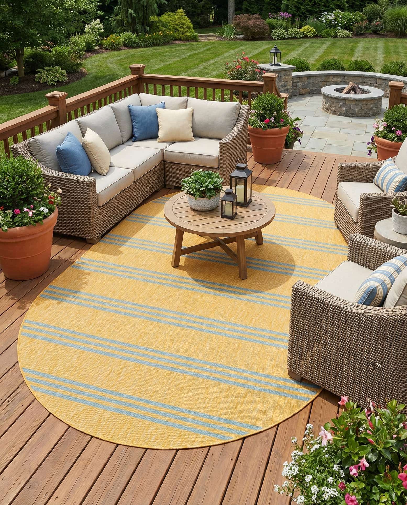 7' 10 x 10' Easy-Clean Jill Zarin Anguilla Indoor / Outdoor Oval Rug