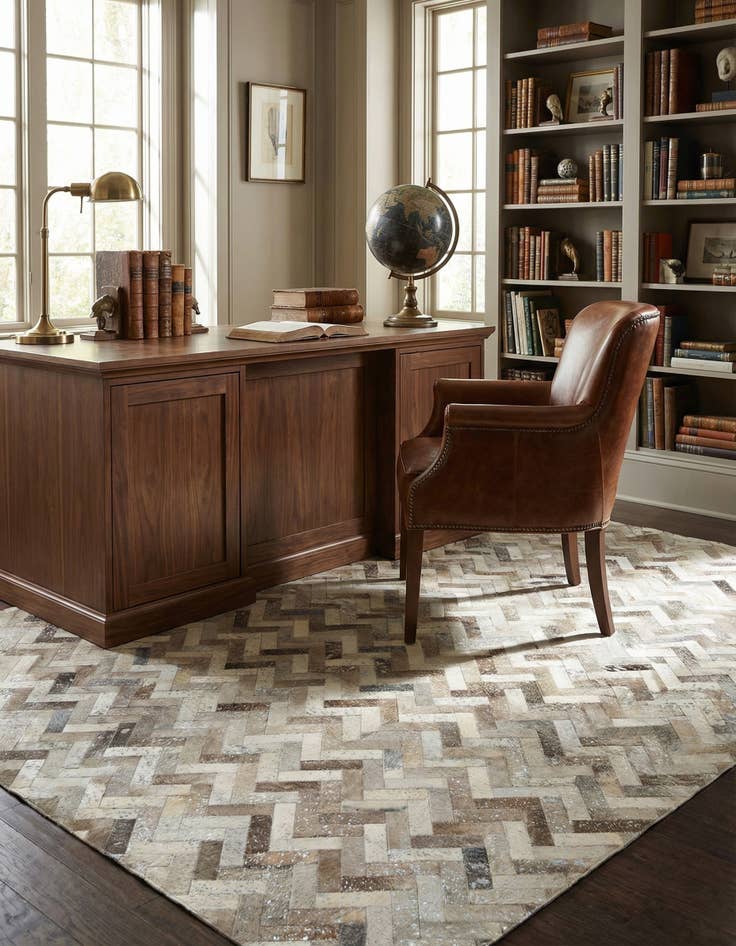 Detail image of  8' x 9' 10 Cowhide Leather Rug