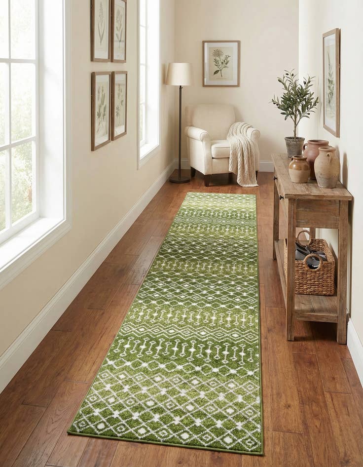 Detail image of 3' 3 x 16' 5 Moroccan Trellis Runner Rug