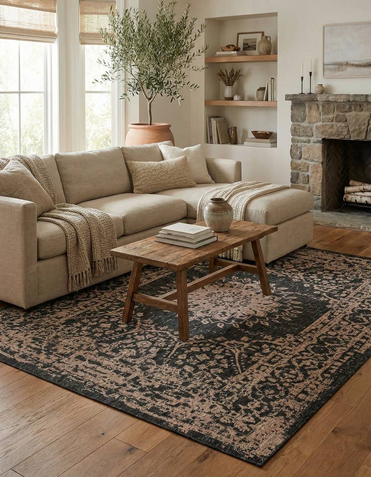 Detail image of 6' x 9' Easy-Clean Traditional Indoor / Outdoor Rug