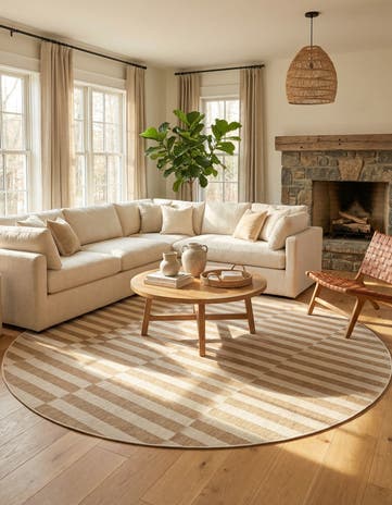 12' x 12' Easy-Clean Ribbon Indoor / Outdoor Round Rug