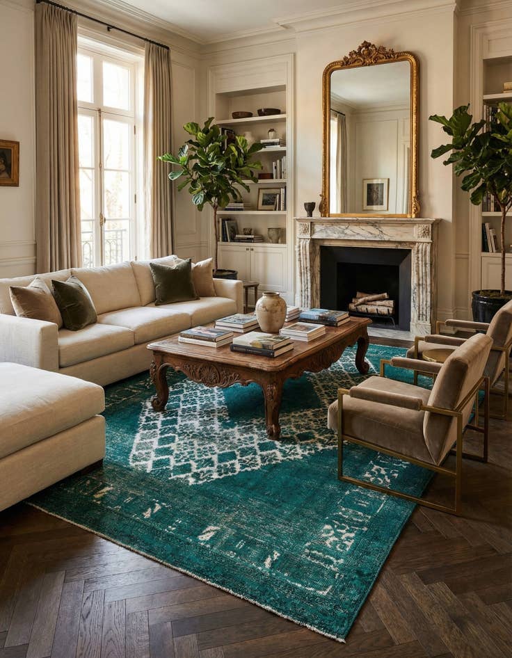 Detail image of 9' 5 x 13'  Hand Knotted Ultra Vintage Persian Wool Rug