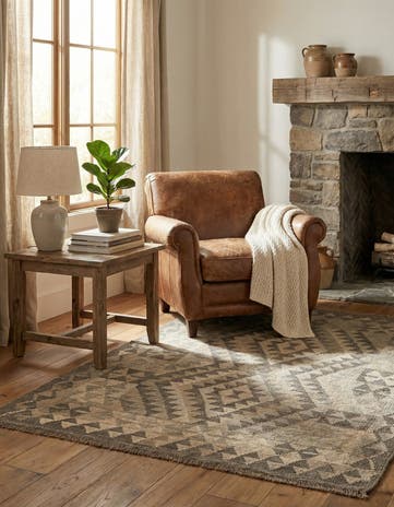 3' 7 x 4' 10 Hand Woven Kilim Maymana Wool Rug