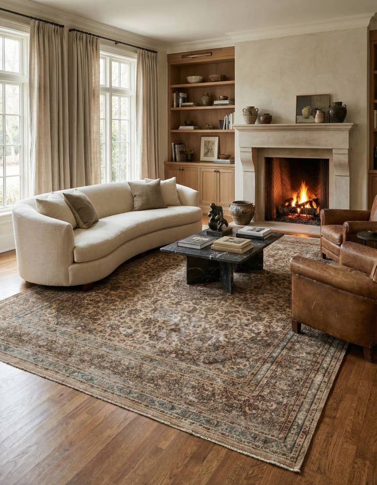 Detail image of 9' 8 x 12' 7 Hand Knotted Ultra Vintage Persian Wool Rug