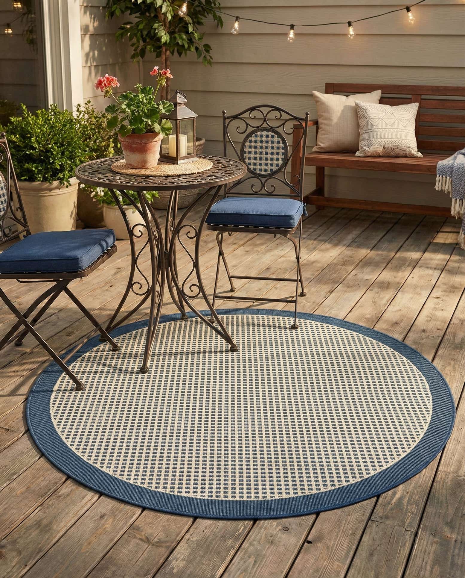 4' x 4' Easy-Clean Border Indoor / Outdoor Round Rug