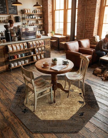 Beige Cafe Octagon Rug