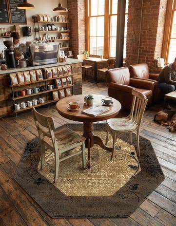 Beige Cafe Octagon Rug
