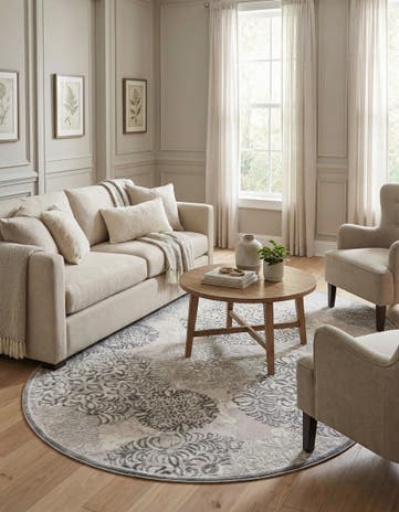 Gray Chesterfield Oval Rug
