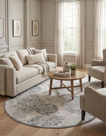 Gray Chesterfield Oval Rug