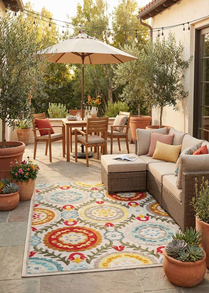 7' 10 x 10' Easy-Clean Casablanca Indoor / Outdoor Rug