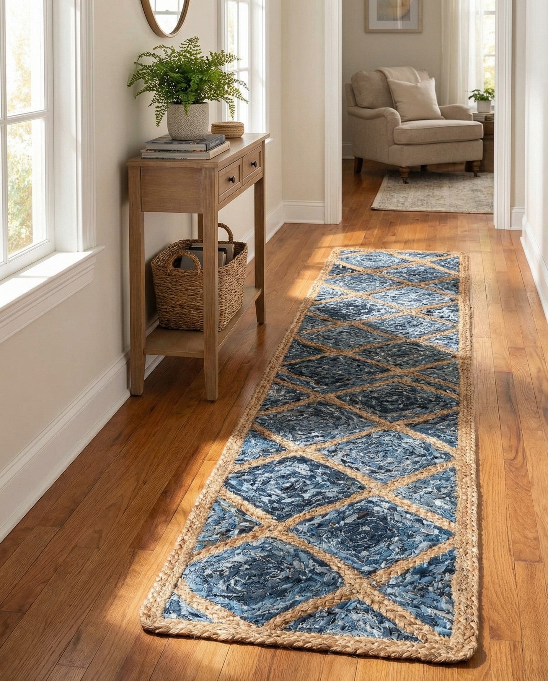  1' 2 x 8'  Hand Braided Jute Table Runner Rug