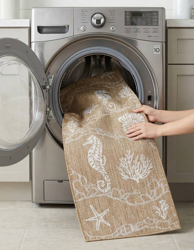 Detail image of 2' 7 x 12'  Washable Coastal Indoor / Outdoor Runner Rug