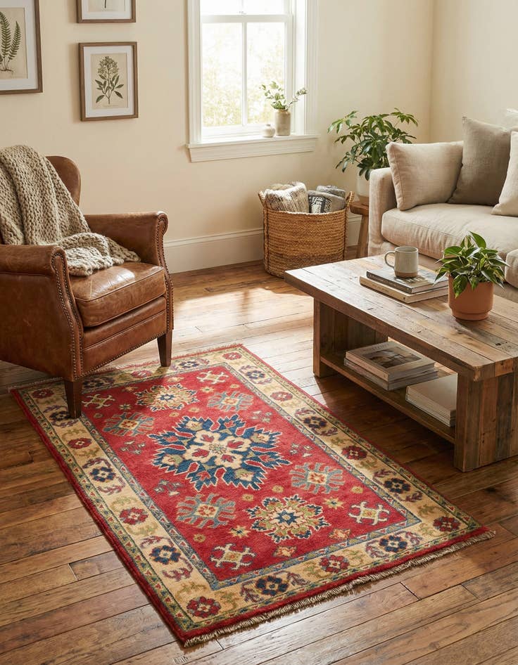 Detail image of 2' 7 x 4' 4 Hand Knotted Kazak Rug