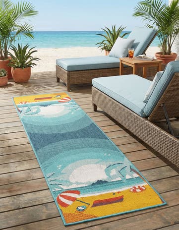 2' x 6' Easy-Clean Coastal Indoor / Outdoor Runner Rug