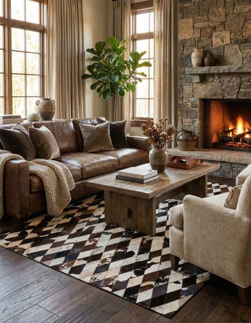 5' 7 x 8' Cowhide Stocks Rug