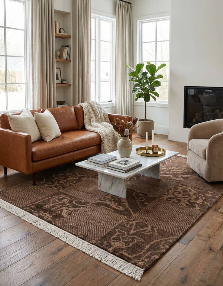 Detail image of 5' 8 x 8'  Hand Knotted Darya Wool Rug