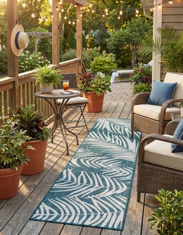 2' x 8' Easy-Clean Botanical Indoor / Outdoor Runner Rug