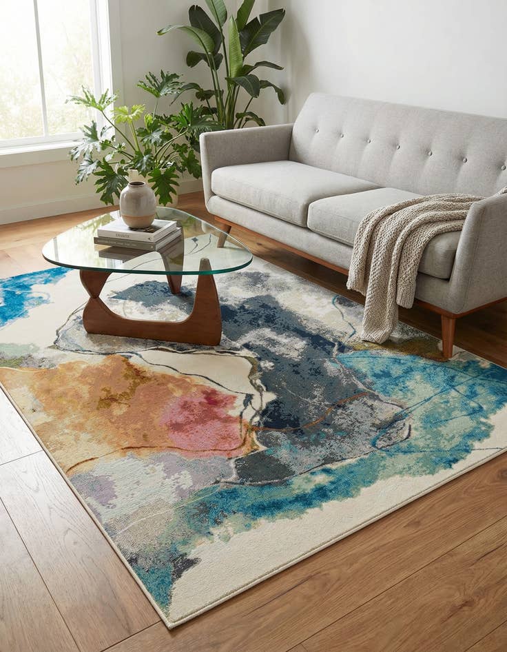 Detail image of  5' 3 x 8'  Washable Modern Indoor / Outdoor Rug