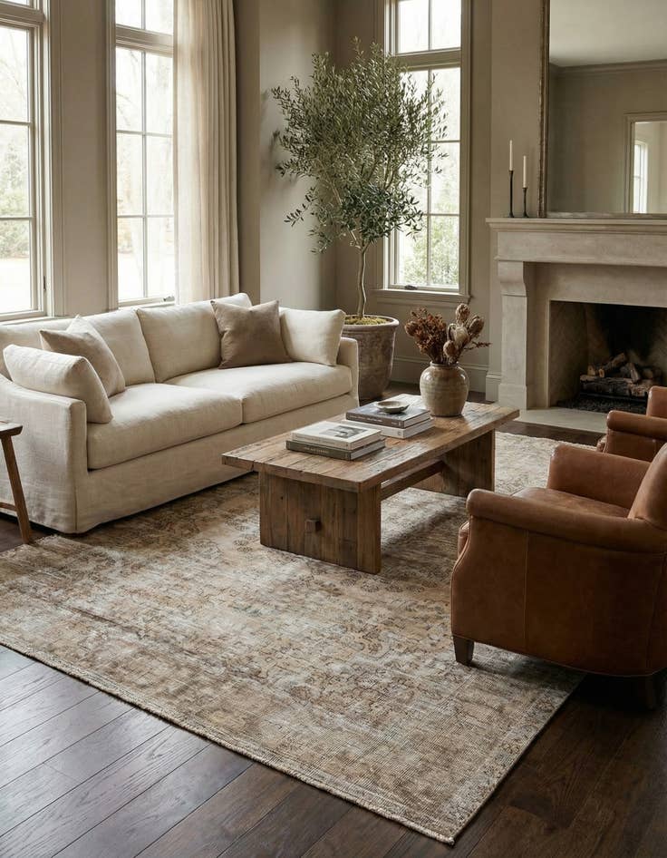 Detail image of 6' 7 x 8' 10  Hand Knotted Ultra Vintage Persian Wool Rug